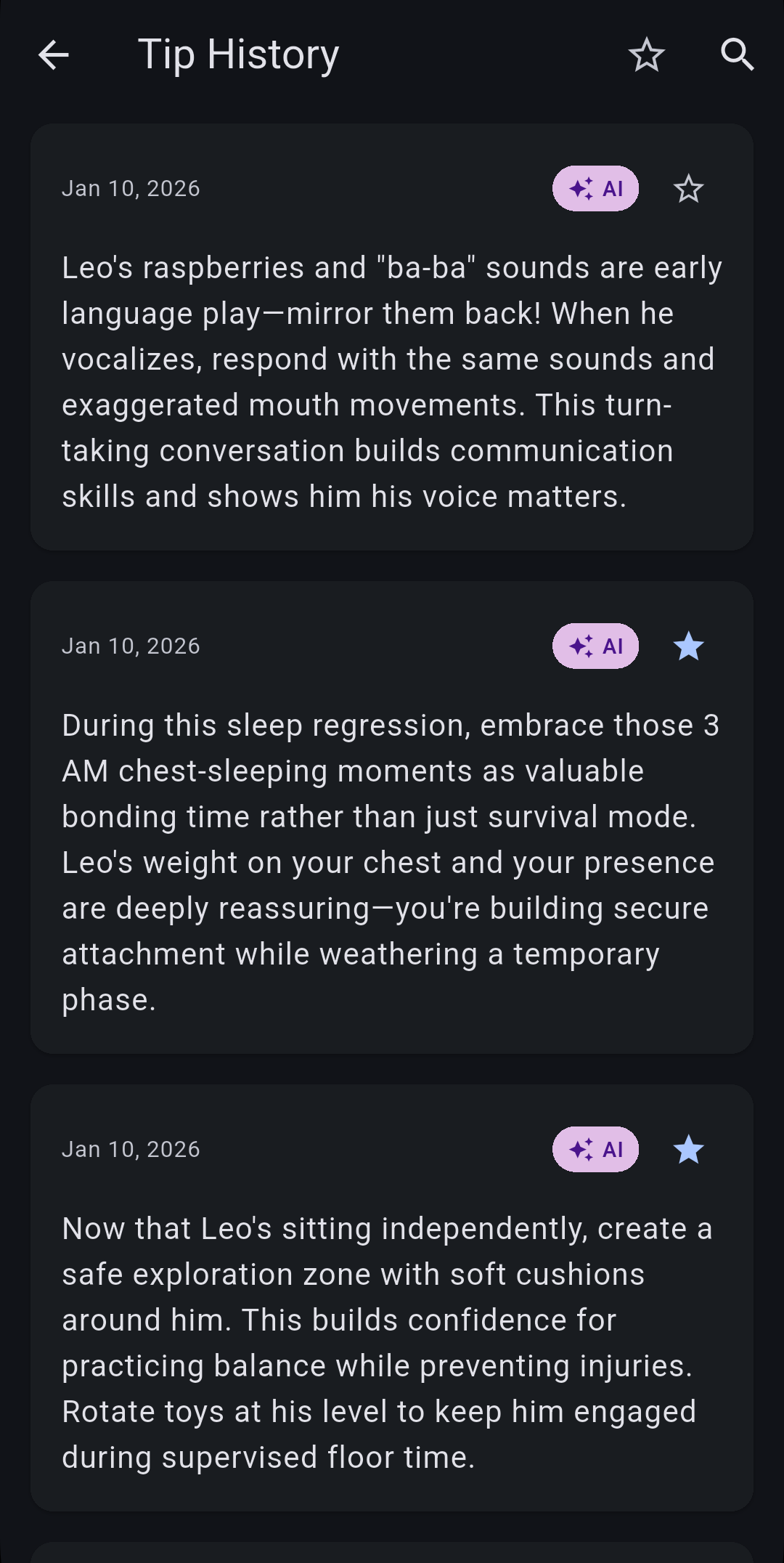 Tip History & Favorites